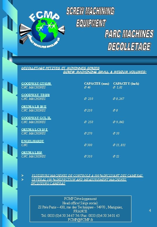 DECOLLETAGE PETITES ET MOYENNES SERIES SCREW MACHINING SMALL & MEDIUM VOLUMES: GOODWAY GTS 150