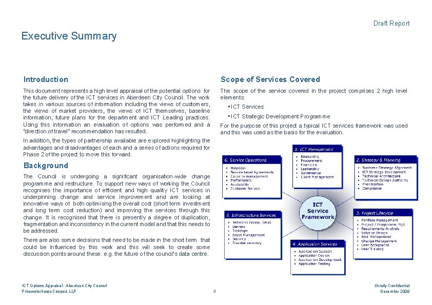 Draft Report Executive Summary Introduction Scope of Services Covered This document represents a high