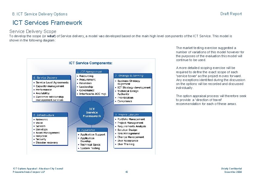 Draft Report 8. ICT Service Delivery Options ICT Services Framework Service Delivery Scope To