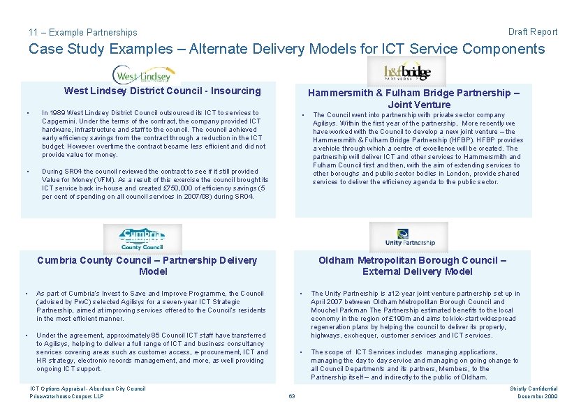 Draft Report 11 – Example Partnerships Case Study Examples – Alternate Delivery Models for