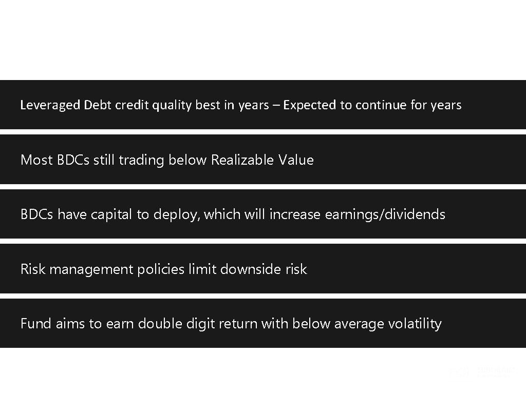 Reason To Invest In Fund Now Leveraged Debt credit quality best in years –
