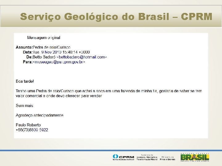 Serviço Geológico do Brasil – CPRM 