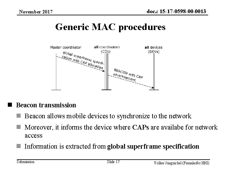 doc. : 15 -17 -0598 -00 -0013 November 2017 Generic MAC procedures n Beacon