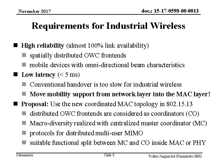 doc. : 15 -17 -0598 -00 -0013 November 2017 Requirements for Industrial Wireless n