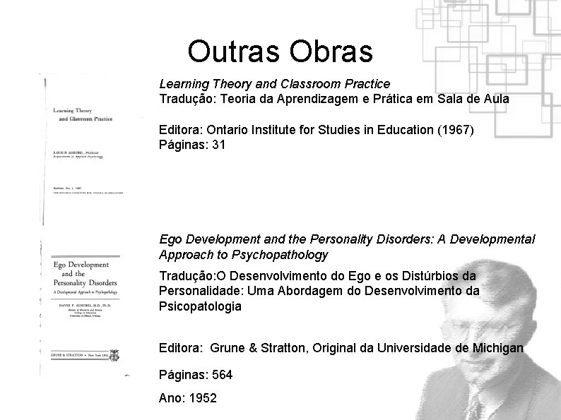 Outras Obras Learning Theory and Classroom Practice Tradução: Teoria da Aprendizagem e Prática em