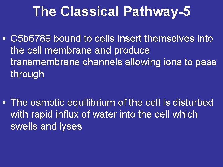 The Classical Pathway-5 • C 5 b 6789 bound to cells insert themselves into