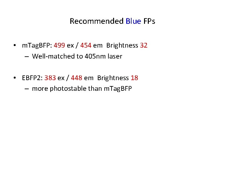 Recommended Blue FPs • m. Tag. BFP: 499 ex / 454 em Brightness 32