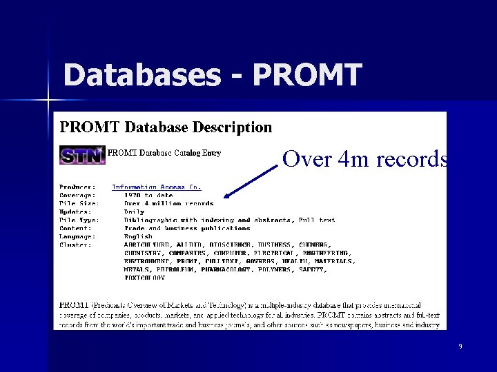 Databases - PROMT Over 4 m records 9 