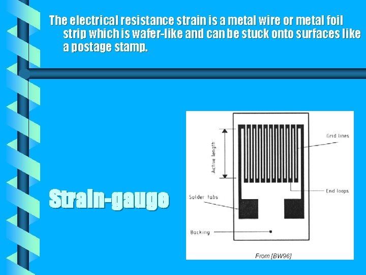 The electrical resistance strain is a metal wire or metal foil strip which is