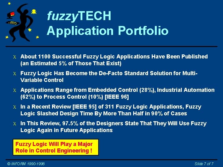 fuzzy. TECH Application Portfolio X About 1100 Successful Fuzzy Logic Applications Have Been Published