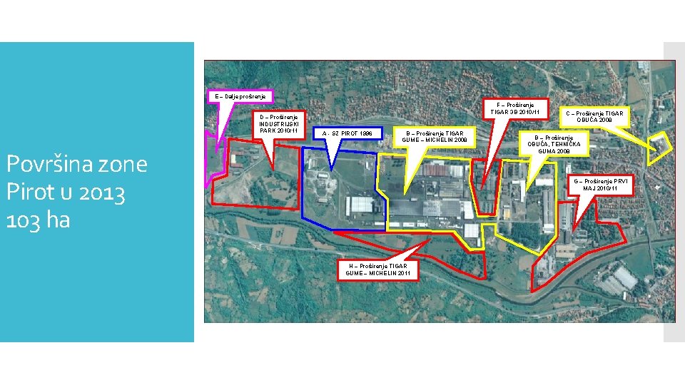 E – Dalje prošrenje D – Proširenje INDUSTRIJSKI PARK 2010/11 F – Proširenje TIGAR