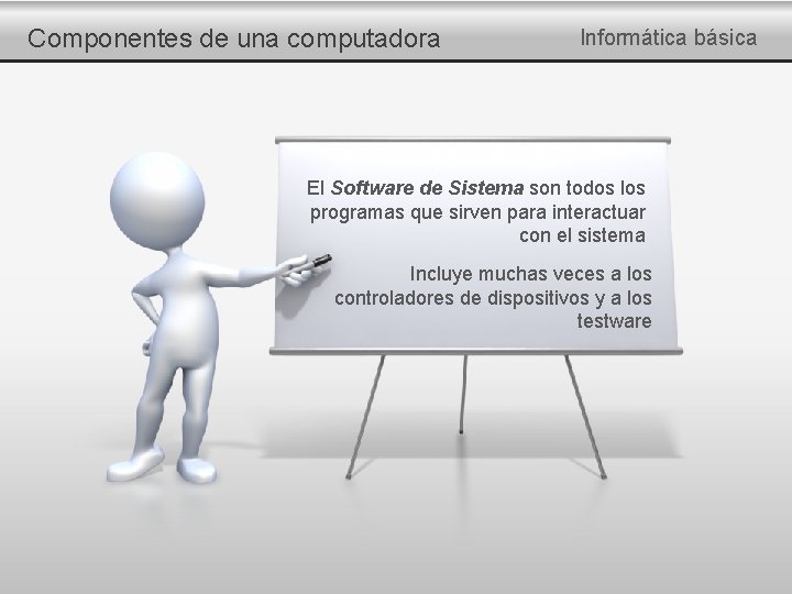 Componentes de una computadora Informática básica El Software de Sistema son todos los programas