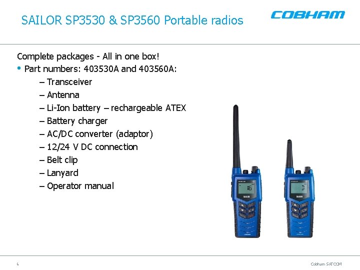 SAILOR SP 3530 & SP 3560 Portable radios Complete packages - All in one