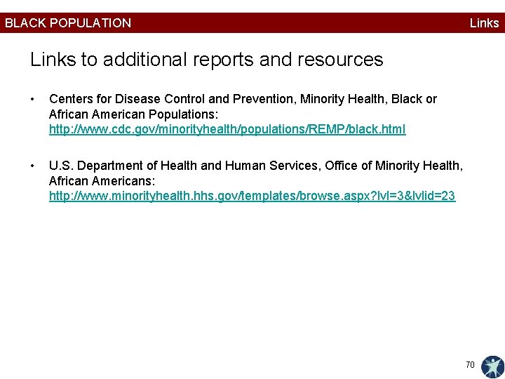 BLACK POPULATION Links to additional reports and resources • Centers for Disease Control and