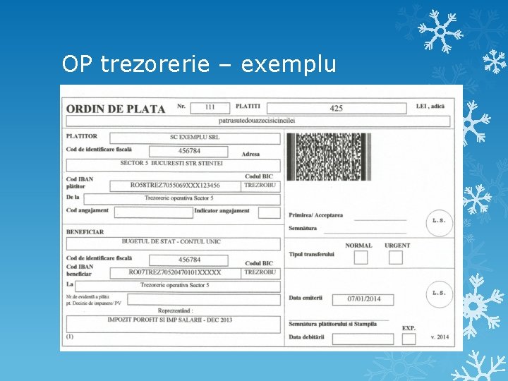 OP trezorerie – exemplu OP trezorerie – exemplu