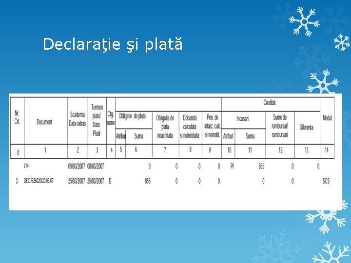 Declaraţie şi plată Declaraţie şi plată