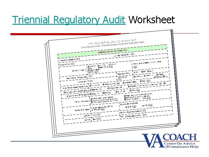 Triennial Regulatory Audit Worksheet 
