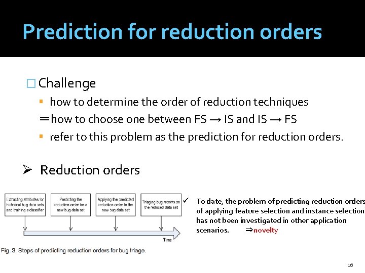 Prediction for reduction orders � Challenge how to determine the order of reduction techniques