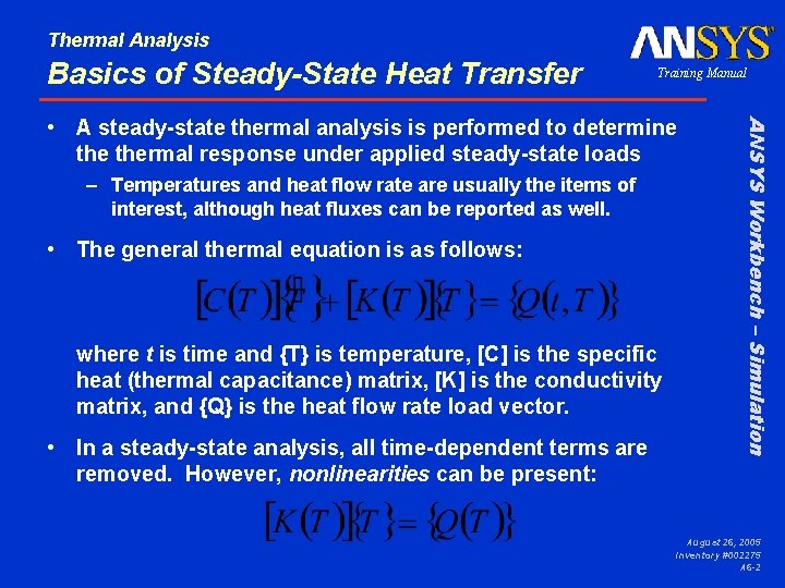 Thermal Analysis Basics of Steady-State Heat Transfer Training Manual – Temperatures and heat flow