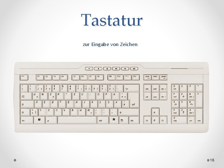 Tastatur zur Eingabe von Zeichen 16 