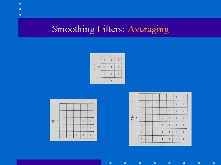 Smoothing Filters: Averaging Smoothing Filters: Averaging