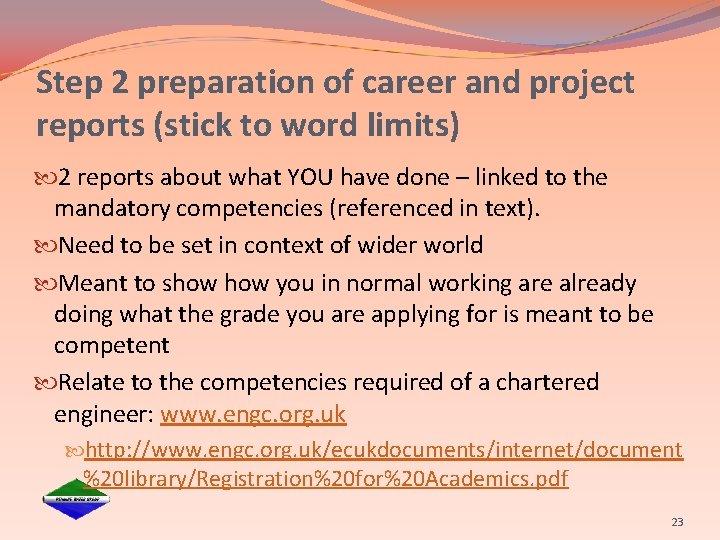 Step 2 preparation of career and project reports (stick to word limits) 2 reports