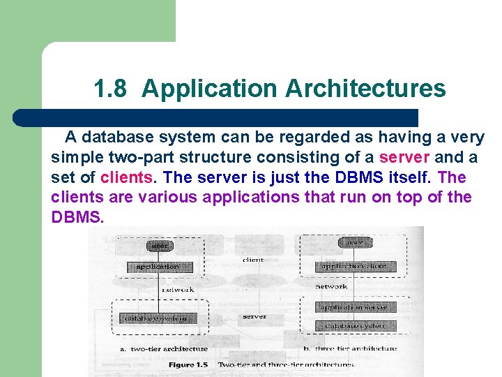 1. 8 Application Architectures A database system can be regarded as having a very