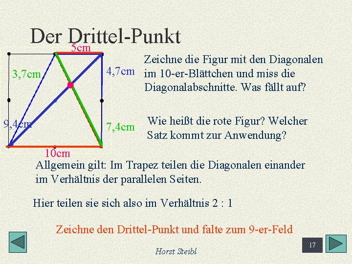 Der Drittel-Punkt 5 cm 3, 7 cm 9, 4 cm Zeichne die Figur mit