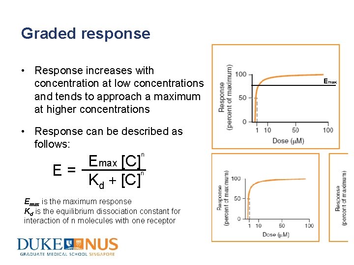 Graded response • Response increases with concentration at low concentrations and tends to approach