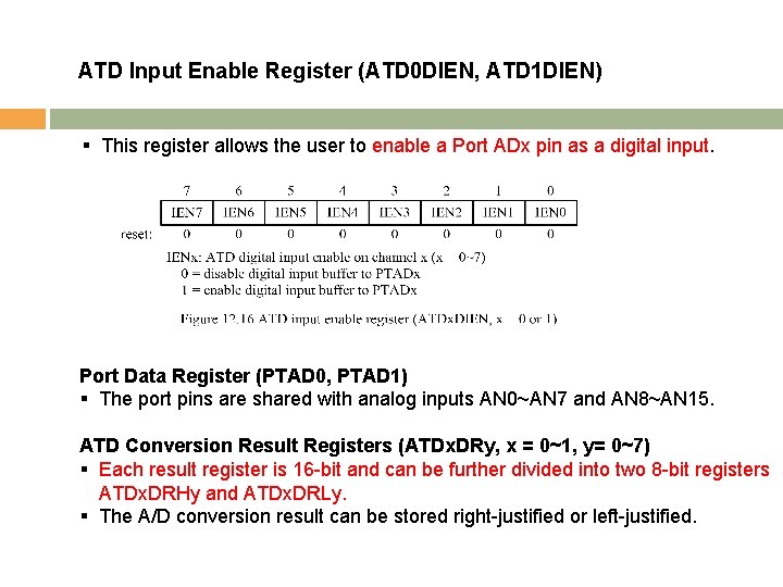 ATD Input Enable Register (ATD 0 DIEN, ATD 1 DIEN) § This register allows