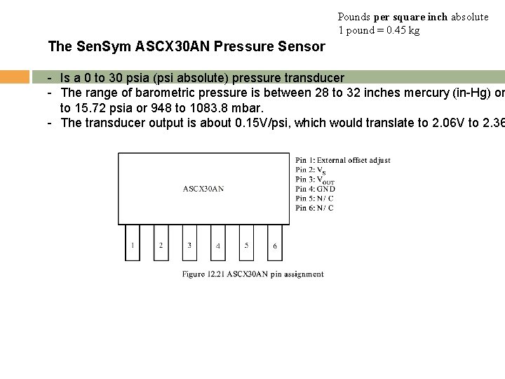 Pounds per square inch absolute 1 pound = 0. 45 kg The Sen. Sym