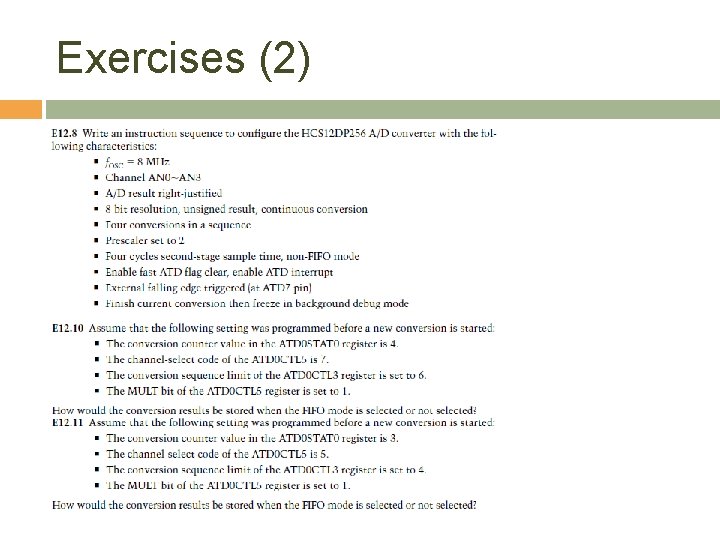 Exercises (2) 