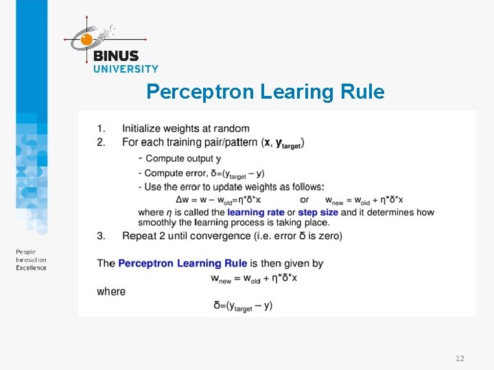 Perceptron Learing Rule 12 