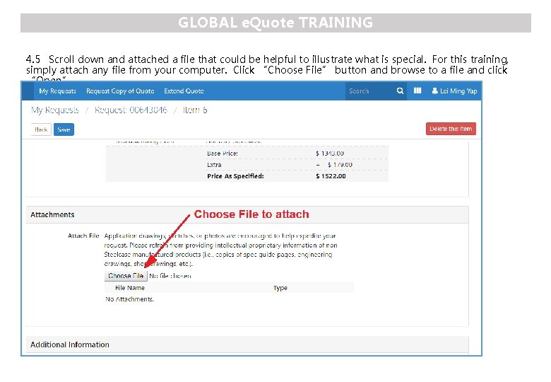 GLOBAL e. Quote TRAINING 4. 5 Scroll down and attached a file that could