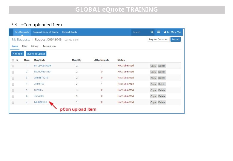 GLOBAL e. Quote TRAINING 7. 3 p. Con uploaded item 