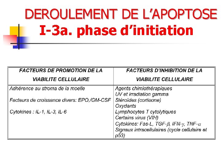 DEROULEMENT DE L’APOPTOSE I-3 a. phase d’initiation 