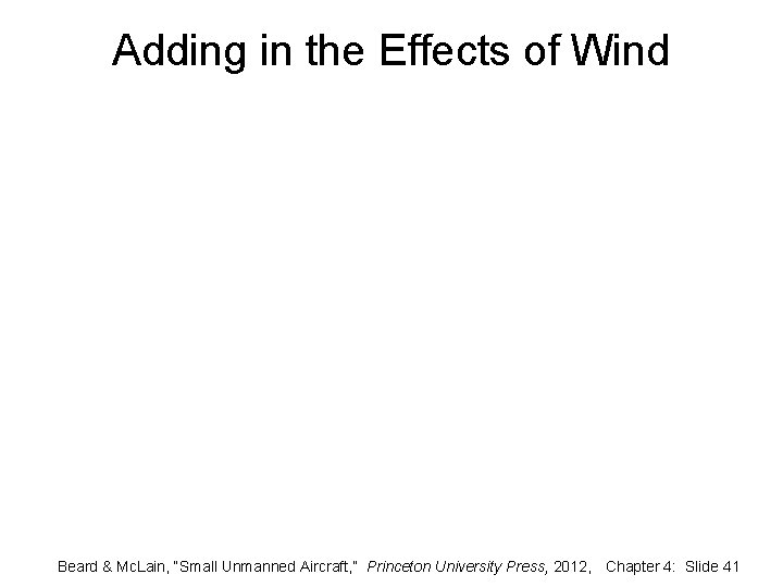 Adding in the Effects of Wind Beard & Mc. Lain, “Small Unmanned Aircraft, ”