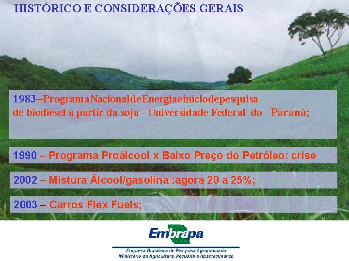 HISTÓRICO E CONSIDERAÇÕES GERAIS 1983 – Programa Nacional de Energia e início de pesquisa