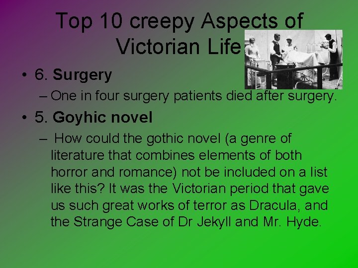 Top 10 creepy Aspects of Victorian Life • 6. Surgery – One in four