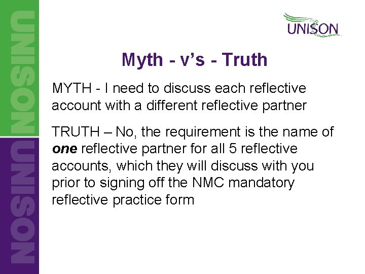 Myth - v’s - Truth MYTH - I need to discuss each reflective account