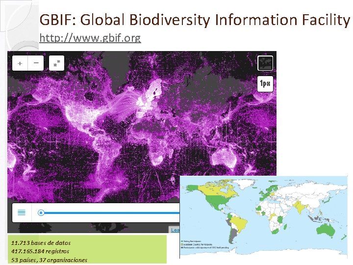 GBIF: Global Biodiversity Information Facility http: //www. gbif. org 11. 713 bases de datos