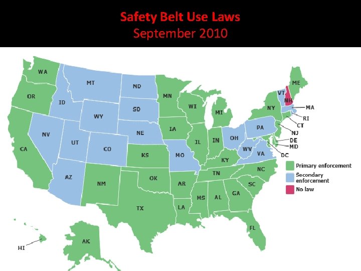 Safety Belt Use Laws September 2010 