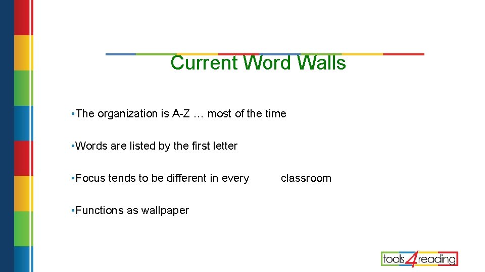 Current Word Walls • The organization is A-Z … most of the time •