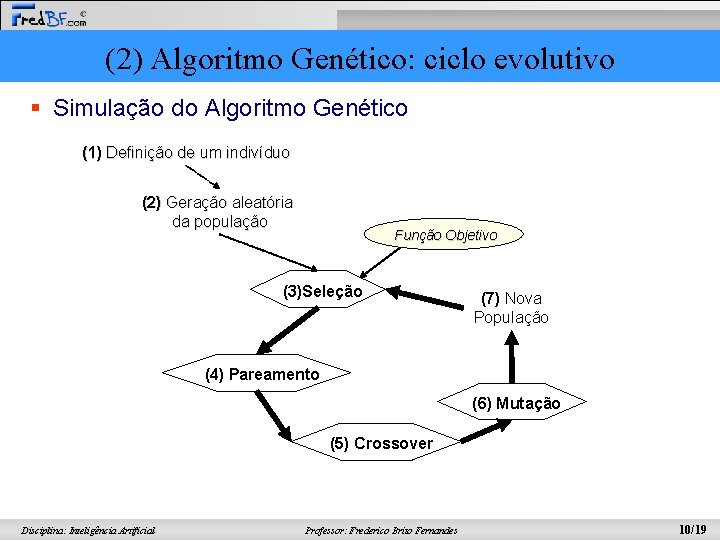 (2) Algoritmo Genético: ciclo evolutivo § Simulação do Algoritmo Genético (1) Definição de um