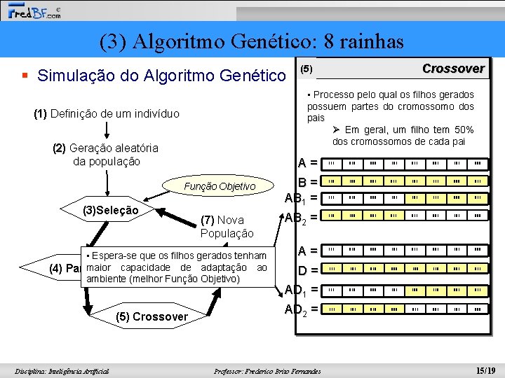 (3) Algoritmo Genético: 8 rainhas § Simulação do Algoritmo Genético • Processo pelo qual