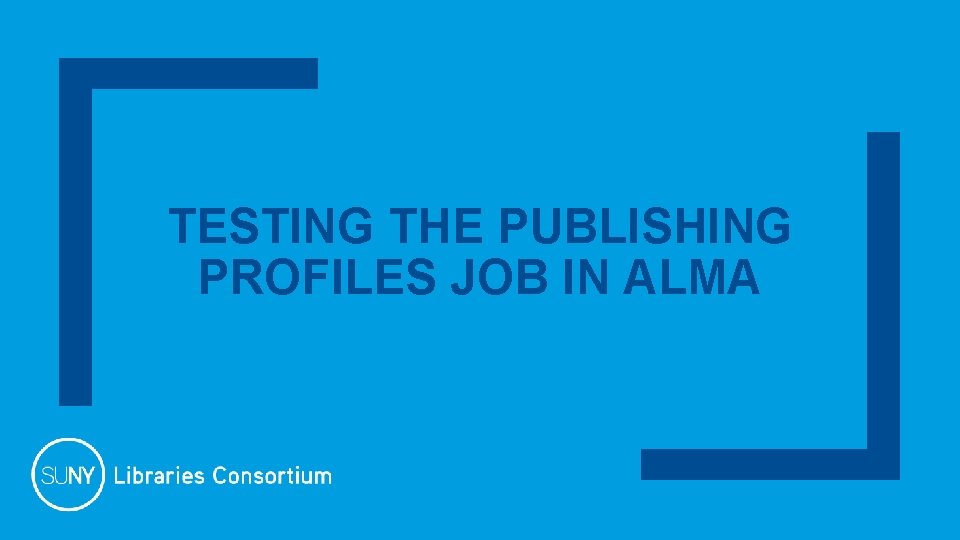 TESTING THE PUBLISHING PROFILES JOB IN ALMA 