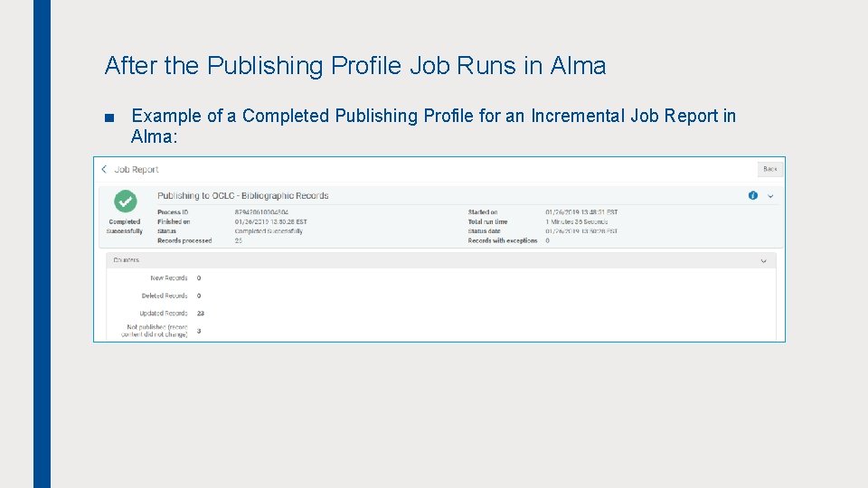 After the Publishing Profile Job Runs in Alma ■ Example of a Completed Publishing