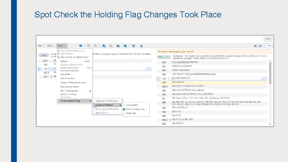 Spot Check the Holding Flag Changes Took Place 