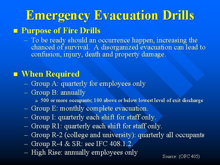 Emergency Evacuation Drills n Purpose of Fire Drills – To be ready should an Emergency Evacuation Drills n Purpose of Fire Drills – To be ready should an