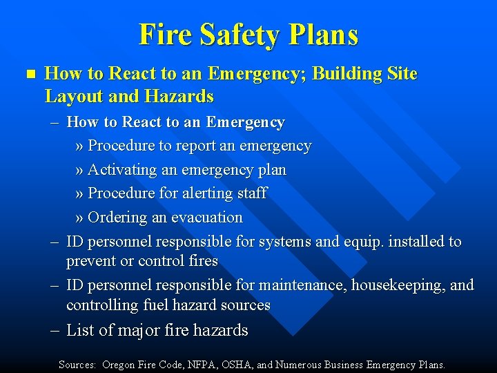 Fire Safety Plans n How to React to an Emergency; Building Site Layout and Fire Safety Plans n How to React to an Emergency; Building Site Layout and